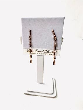 Fifth Avenue Collection Rose Gold Line Drop Earrings with Swarovski Crystals